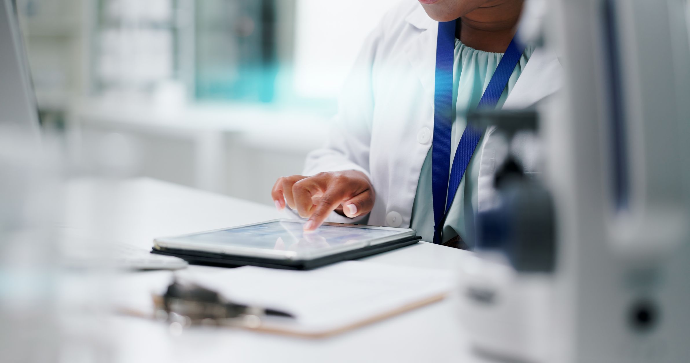 researcher with tablet